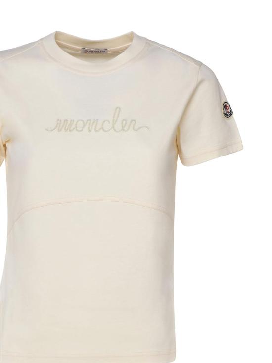 몽클레어 비디드 로고 티셔츠 J20938C0001589AIJ034 White - MONCLER