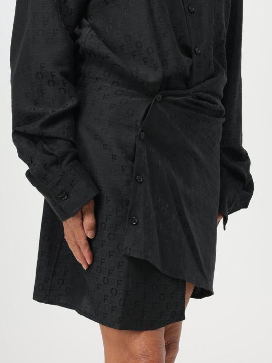 25FW 오프화이트 숏 원피스 OWDG005F23FAB001 1010 Black - OFF WHITE