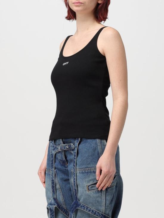 25FW 오프화이트 민소매 티셔츠 OWAD072C99JER002 1001 Black - OFF WHITE