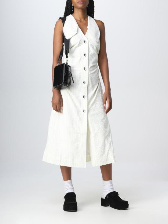  가니 롱 원피스 F7062 279 Yellow Cream - GANNI