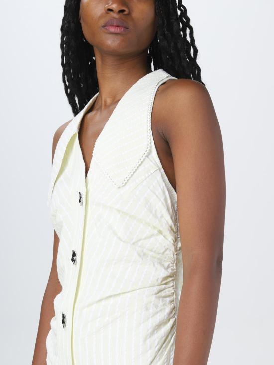  가니 롱 원피스 F7062 279 Yellow Cream - GANNI