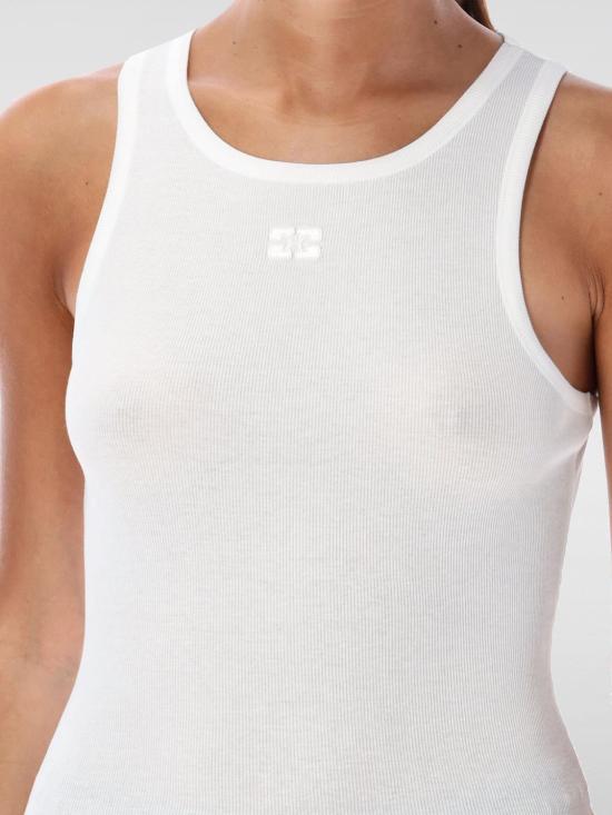 26SS 가니 소프트 코튼 립 탱크 탑 T3897 151 White - GANNI