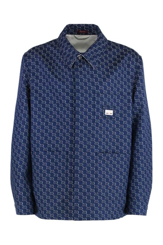 25SS 구찌 GG 쉐도우 코튼 셔츠 813998ZAR26 4069 BLUE - GUCCI
