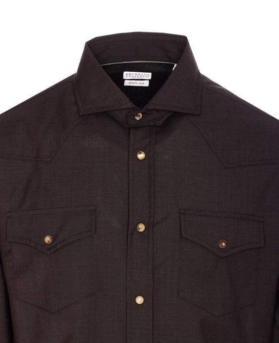 25SS 브루넬로 쿠치넬리 긴팔 셔츠 MM6704008C051 BROWN - BRUNELLO CUCINELLI