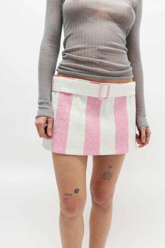  Super Yaya 숏 스커트 슈퍼 야야 타피세리 미니 스커트 핑크/화이트 - OTHER BRANDS