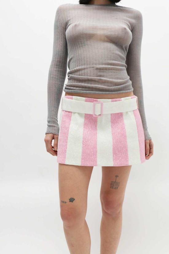  Super Yaya 숏 스커트 슈퍼 야야 타피세리 미니 스커트 핑크/화이트