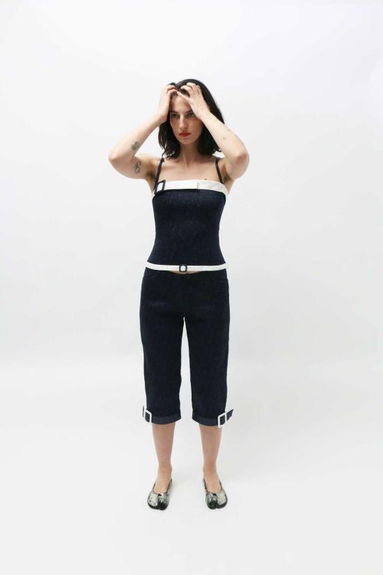  슈퍼 야야 크롭 팬츠 슈퍼야야 판타쿠르 벨트팬츠