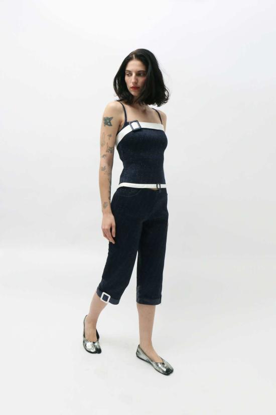  슈퍼 야야 크롭 팬츠 슈퍼야야 판타쿠르 벨트팬츠 - SUPER YAYA