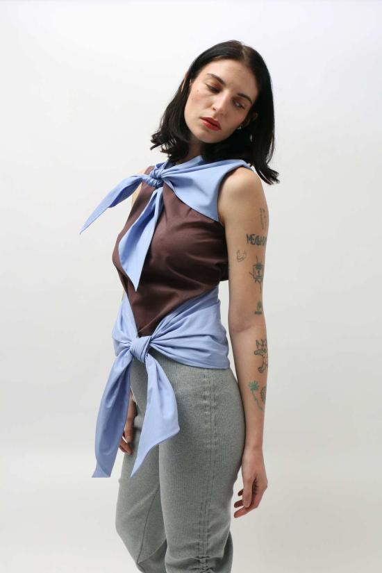  Super Yaya 민소매 티셔츠 슈퍼 야야 바이 컬러 스카프 탑 - OTHER BRANDS