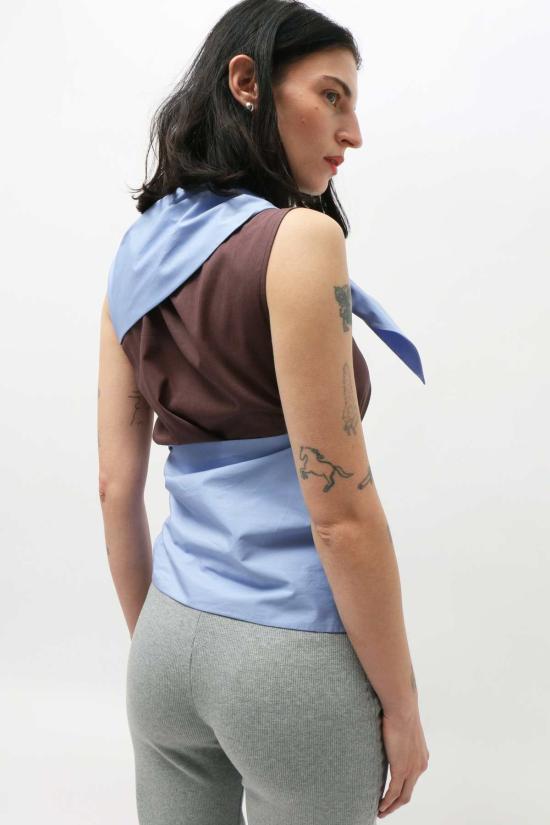  Super Yaya 민소매 티셔츠 슈퍼 야야 바이 컬러 스카프 탑 - OTHER BRANDS