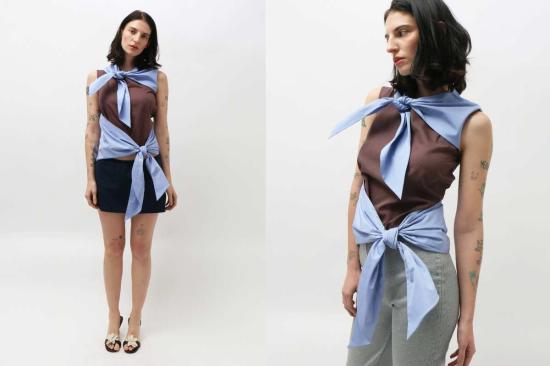  Super Yaya 민소매 티셔츠 슈퍼 야야 바이 컬러 스카프 탑 - OTHER BRANDS