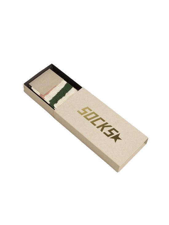 25FW 골든구스 양말 GUP00883P000488 82895 HERITAGE WHITE HUNTER GREEN SHADOW GRAY - GOLDEN GOOSE