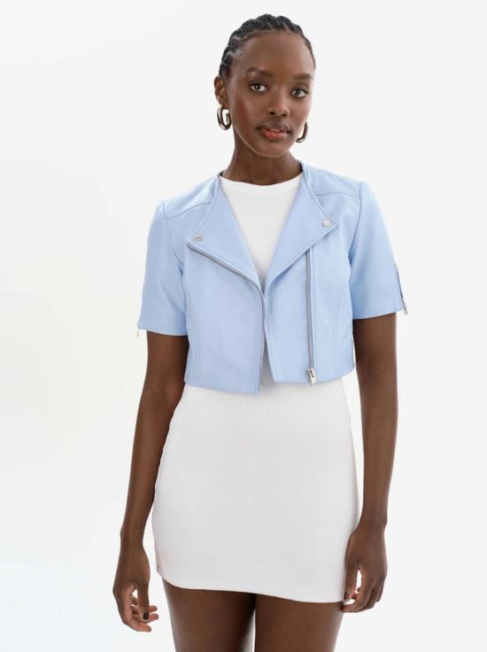  La Marque 가죽 자켓 Kirsi 크롭 바이커 재킷 쿨 블루