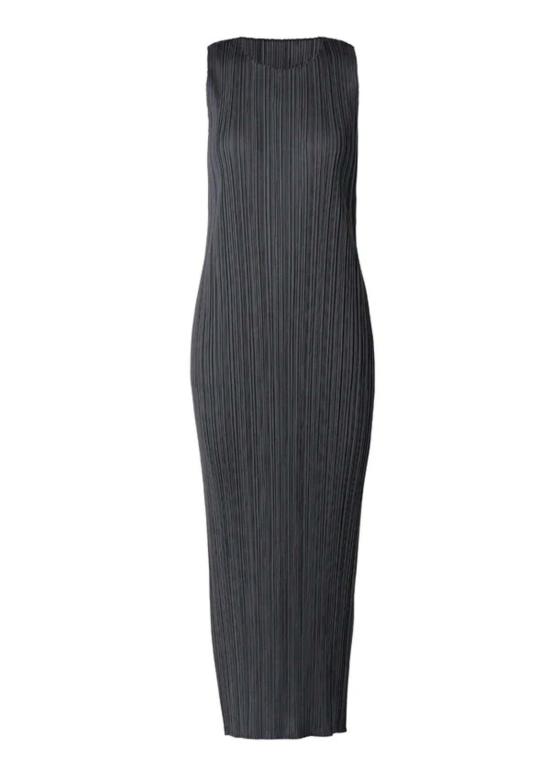  이세이 미야케 롱 원피스 플리츠 플리즈 바이  베이직 드레스 블랙 - ISSEY MIYAKE