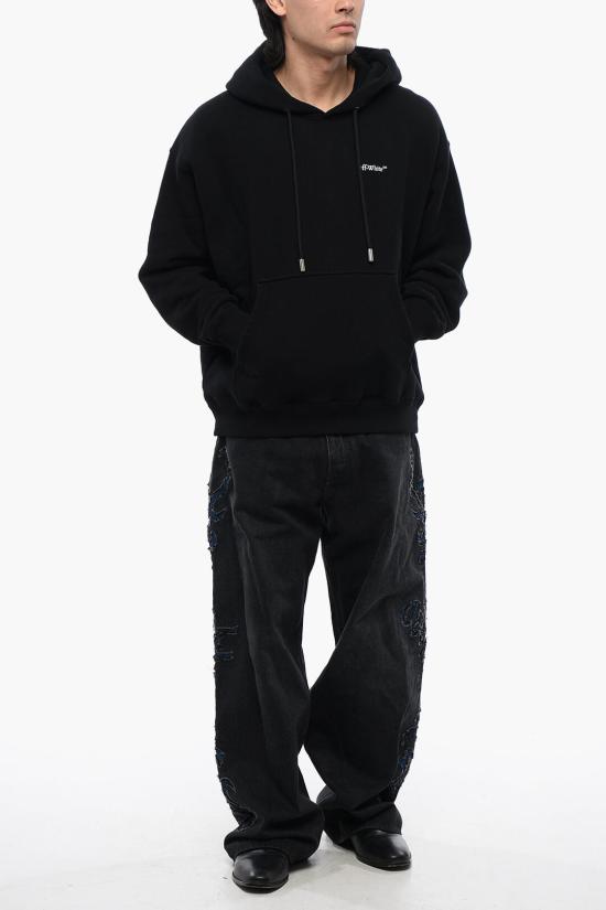  오프화이트 후드 티셔츠 OMBB085S24FLE0011001 Black - OFF WHITE