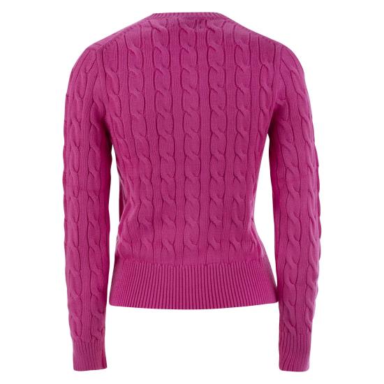 25SS 폴로 랄프로렌 포니 로고 자수 케이블 니트 크루넥 가디건  211891643 FUCHSIA - POLO RALPH LAUREN