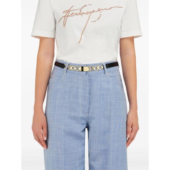 25SS 살바토레 페라가모 슬림 벨트 230363 0780514 NENAB BLACK GOLD - SALVATORE FERRAGAMO