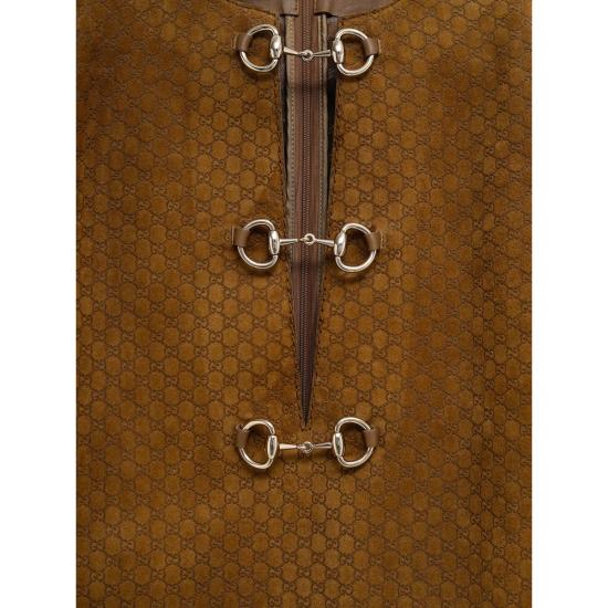 25SS 구찌 GG 스웨이드 홀스빗 원피스 817757 XNA5G 2234 BROWN - GUCCI