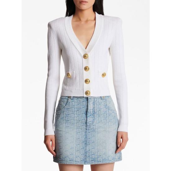 25SS 발망 가디건 DF1KL007 KB07 0FA WHITE - BALMAIN