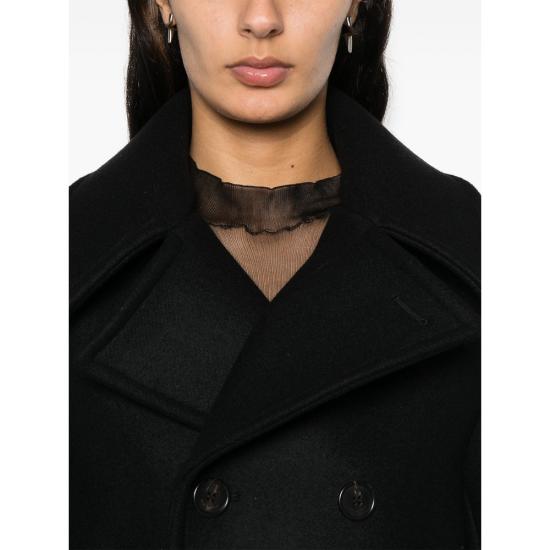 24FW 생로랑 버진 울 피코트 810508 Y080W 1000 BLACK - SAINT LAURENT