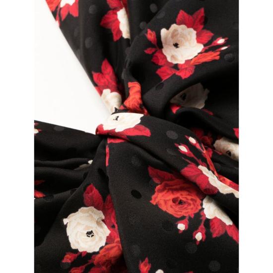 생로랑 숏 원피스 701248 Y6E71 1376 BLACK RED - SAINT LAURENT