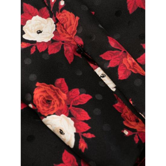  생로랑 숏 원피스 701248 Y6E71 1376 BLACK RED - SAINT LAURENT