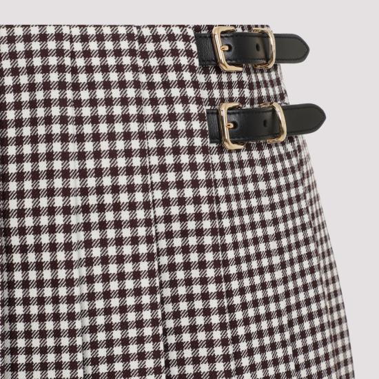 25SS 미우미우 미디 스커트 MG2276SOOO 15Q5 F0VA5 BIANCO BORDEAUX - MIU MIU