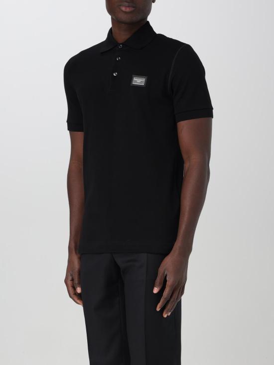 25FW 돌체앤가바나 로고 태그 코튼 폴로 셔츠 G8PL4TG7F2H N0000 Black - DOLCE & GABBANA