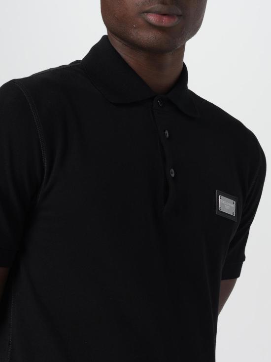 25FW 돌체앤가바나 로고 태그 코튼 폴로 셔츠 G8PL4TG7F2H N0000 Black - DOLCE & GABBANA