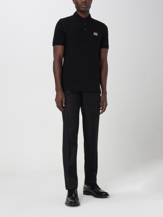 25FW 돌체앤가바나 로고 태그 코튼 폴로 셔츠 G8PL4TG7F2H N0000 Black - DOLCE & GABBANA