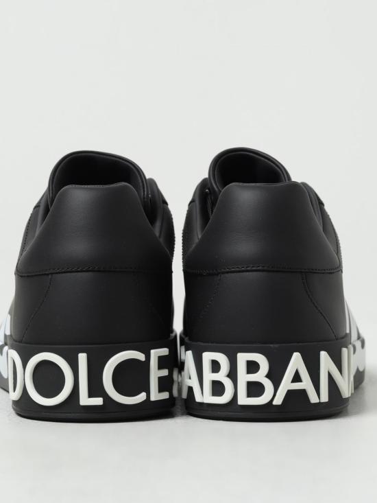 26SS 돌체앤가바나 DG 로고 카프스킨 나파 포르토피노 스니커즈 CS1772AC330 8B956 Black - DOLCE & GABBANA