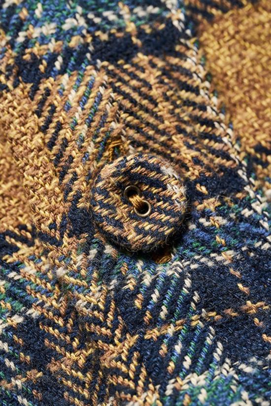  Pure Blue Japan 긴팔 셔츠 퓨어 블루 재팬 워븐 트위드 체크 더블 포켓  베이지 - PURE BLUE JAPAN