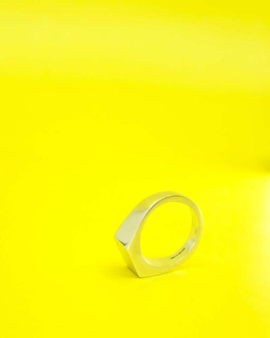  씨씨 스테딩 반지 Cc Steding 스털링 실버 헤비 스퀘어 시그넷 링