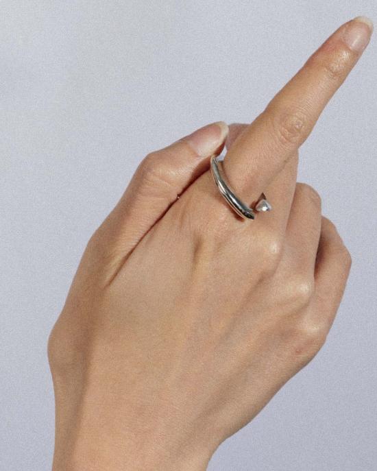  CC-Steding 반지 Cc Steding 스털링 실버 오픈 하트 링 - OTHER BRANDS