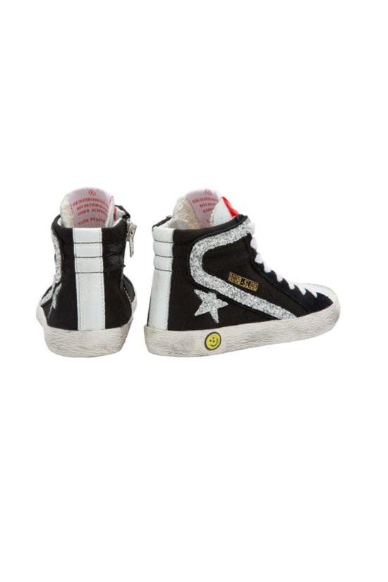  [키즈] 골든구스 슈즈 키즈  슬라이드 하이탑 스니커즈 블랙 캔버스 - GOLDEN GOOSE