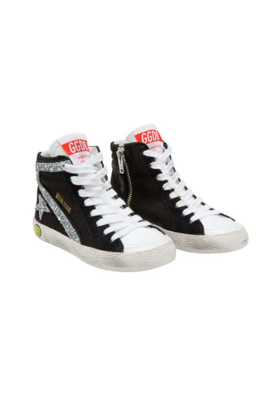  [키즈] 골든구스 슈즈 키즈  슬라이드 하이탑 스니커즈 블랙 캔버스 - GOLDEN GOOSE