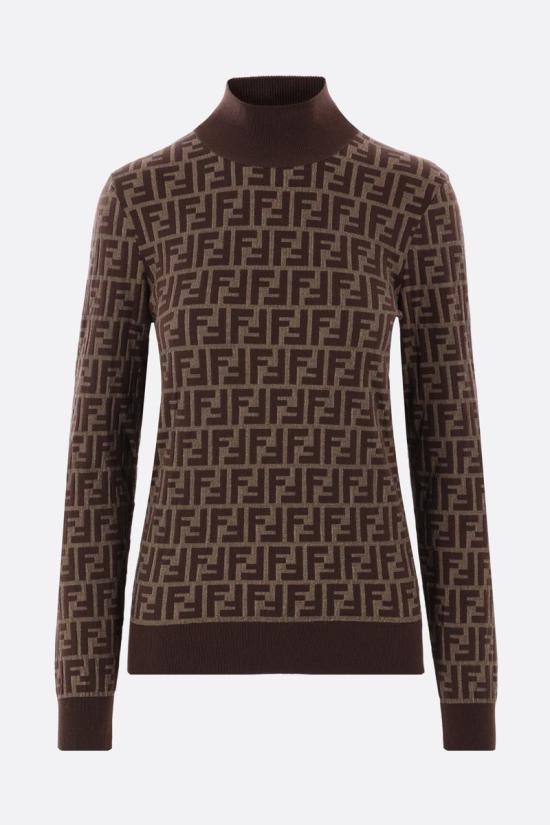25SS 펜디 FF 자카드 코튼 하이칼라 스웨터  FZXC73ASJTF0GGE Brown