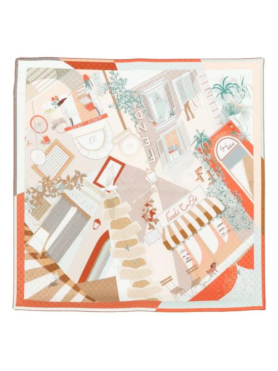 25SS 펜디 머플러/스카프 FXT091 AUMA F1FU2 ARANCIONE MULTICOLOR