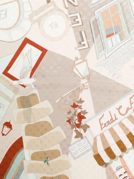 25SS 펜디 머플러/스카프 FXT091 AUMA F1FU2 ARANCIONE MULTICOLOR - FENDI