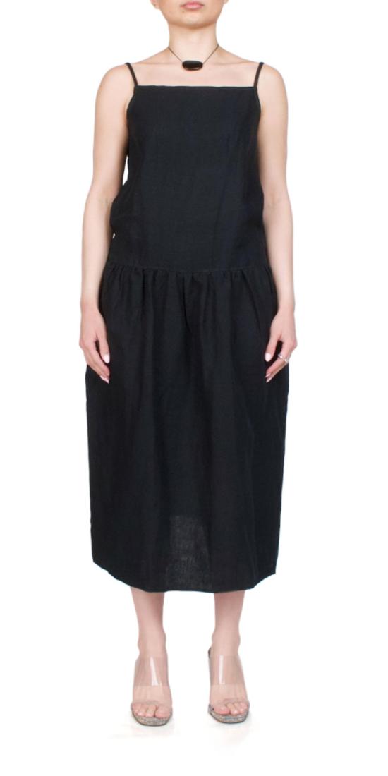  데이지 스튜디오 롱 원피스 개더드 홀터 드레스 블랙