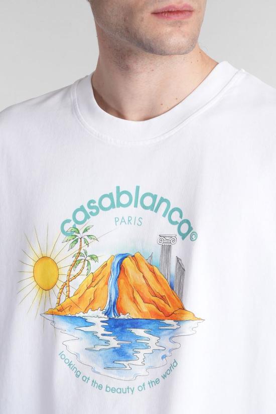 25SS 카사블랑카 반팔 티셔츠 412928 MS25 JTS 001 WHITE - CASABLANCA