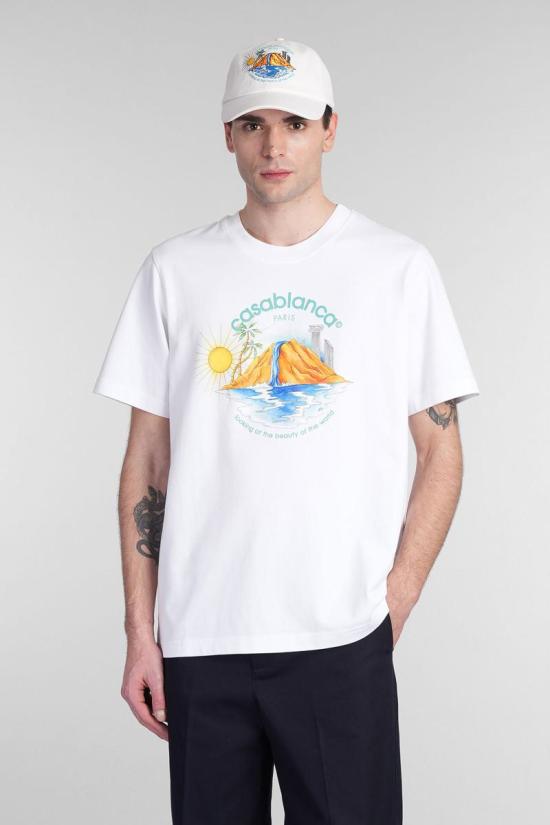 25SS 카사블랑카 반팔 티셔츠 412928 MS25 JTS 001 WHITE