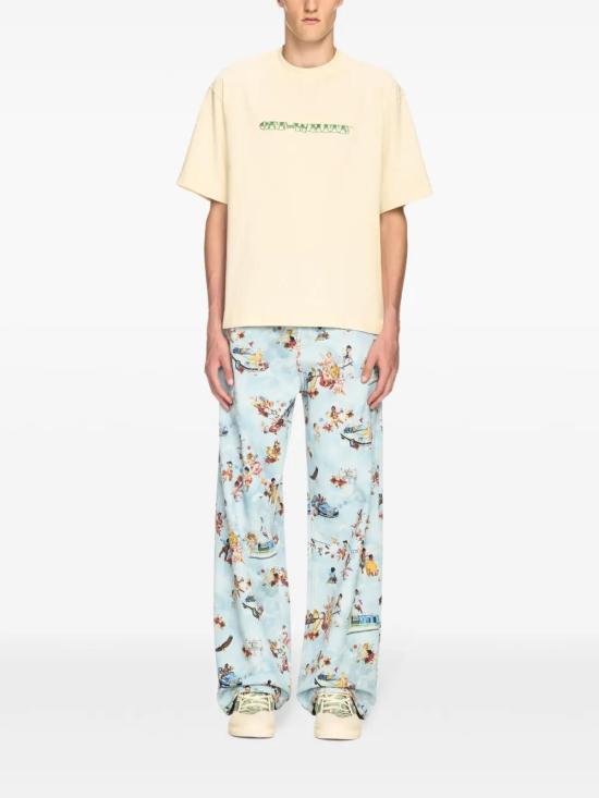  오프화이트 반팔 티셔츠 OMAA120S25JER00E0B58 yellow - OFF WHITE