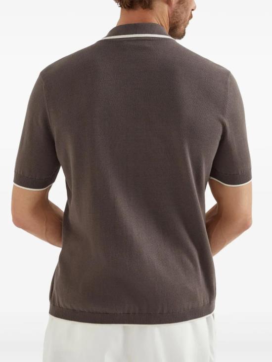  브루넬로 쿠치넬리 폴로 티셔츠 M29203415CQU21 coffee - BRUNELLO CUCINELLI