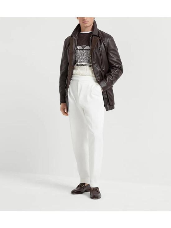  브루넬로 쿠치넬리 가죽 자켓 MPSIR2019CQZ43 brown - BRUNELLO CUCINELLI