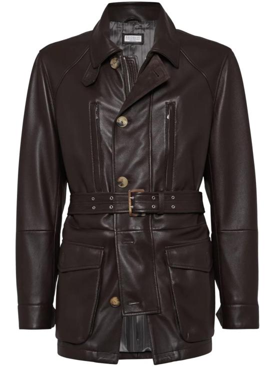  브루넬로 쿠치넬리 가죽 자켓 MPSIR2019CQZ43 brown