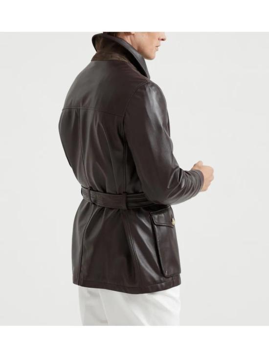  브루넬로 쿠치넬리 가죽 자켓 MPSIR2019CQZ43 brown - BRUNELLO CUCINELLI