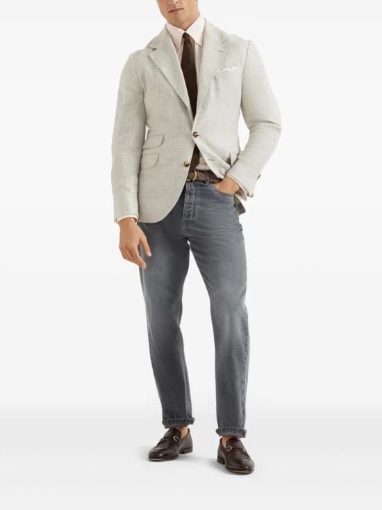  브루넬로 쿠치넬리 긴팔 셔츠 MM6710038C006 beige - BRUNELLO CUCINELLI