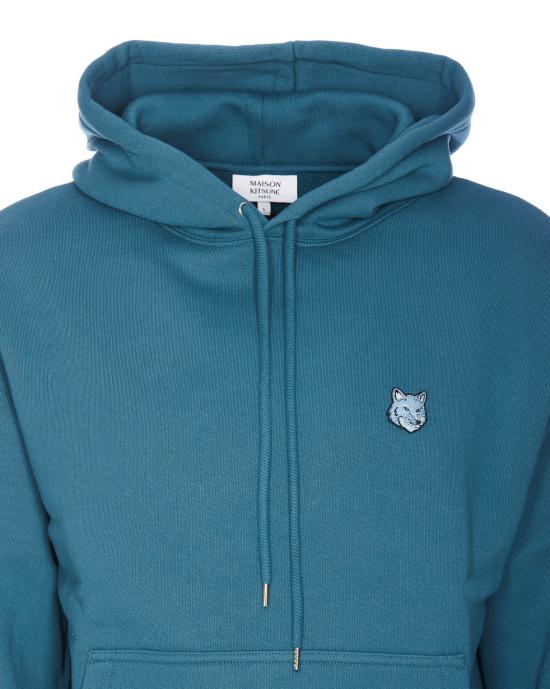  메종키츠네 볼드 폭스 헤드 패치 컴포트 후드 티셔츠 MM00713KM0307P446 LAKE BLUE DOM - MAISON KITSUNE
