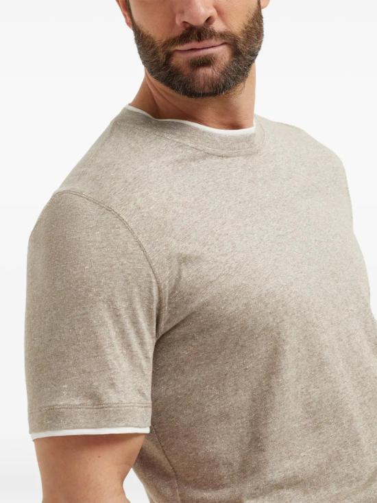  브루넬로 쿠치넬리 반팔 티셔츠 MW8357427CLT47 beige - BRUNELLO CUCINELLI